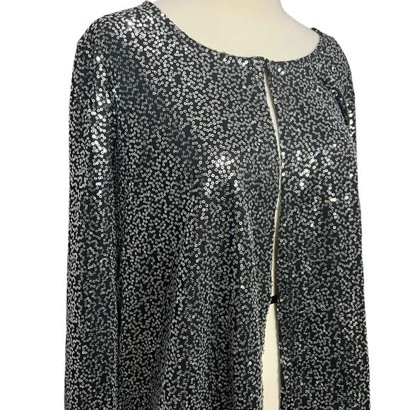 Nina Leonard Jacket Womens XL Black Sequined Cardigan Sparkle Evening Classic - Picture 3 of 16